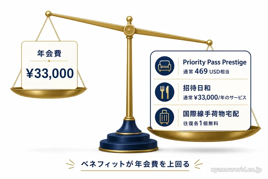 セゾンプラチナビジネスの年会費33,000円の損益分岐点図解