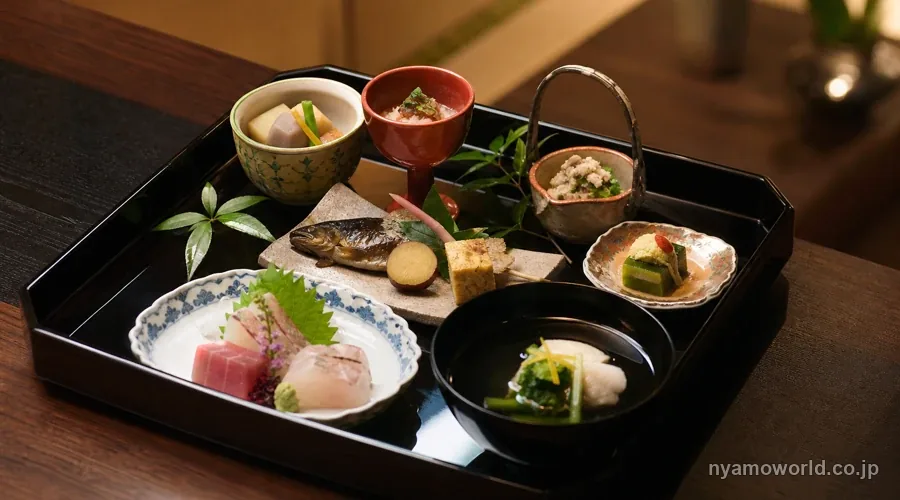 高級レストランの和食懐石コース料理イメージ（ビジネス・ダイニング・コレクションの利用シーン）