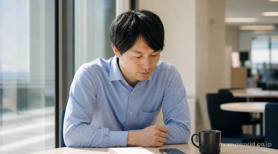 オフィスで資産運用の制度を検討する会社員