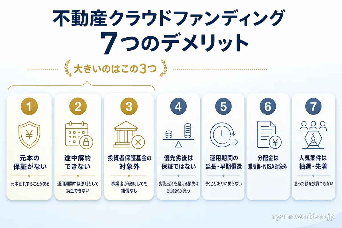 不動産クラウドファンディングの7つのデメリット