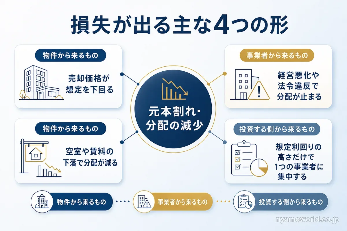 不動産クラウドファンディングで損失が出る主な4つの形